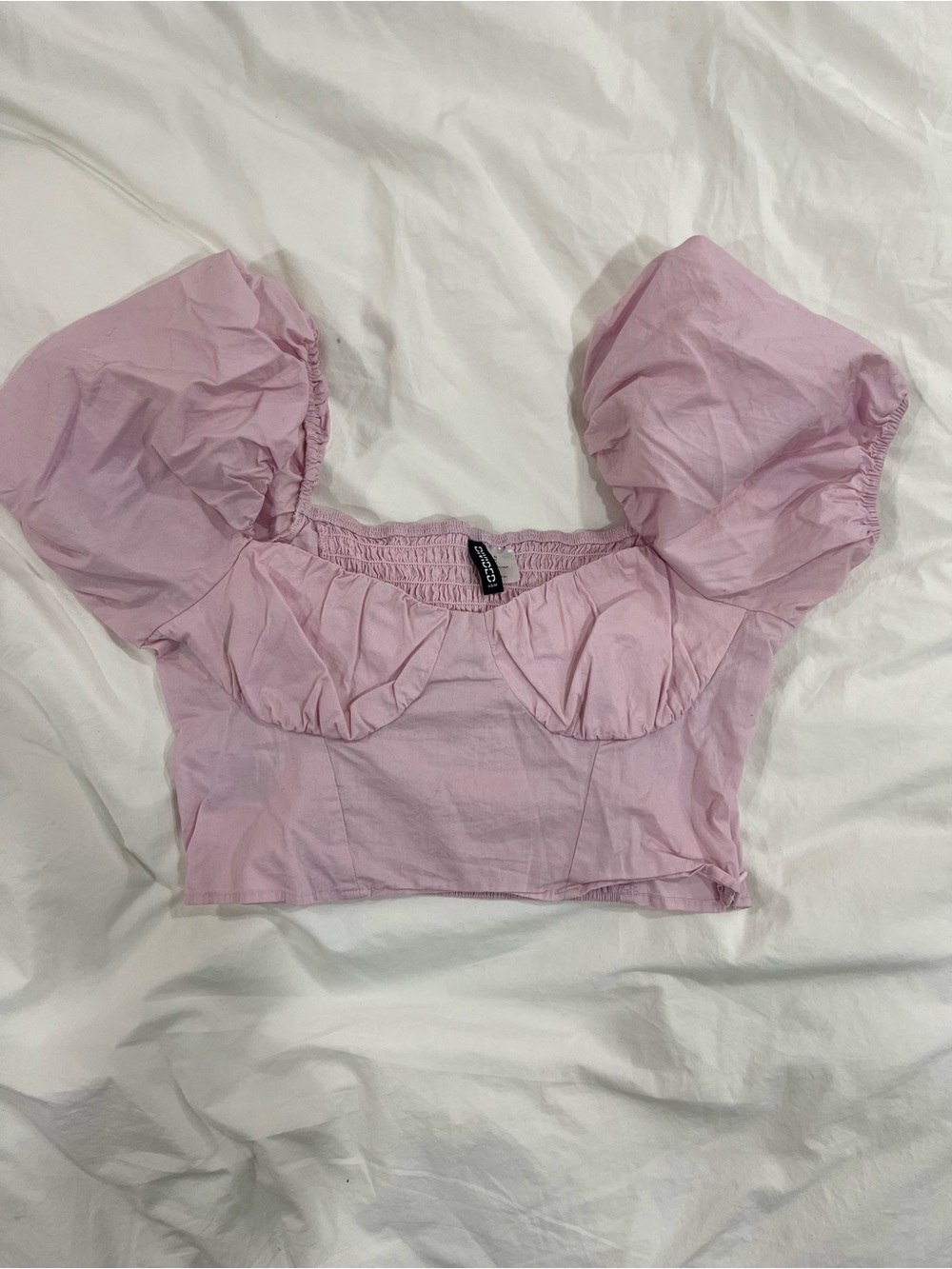 H&M Pink Puff Sleeve Crop Top